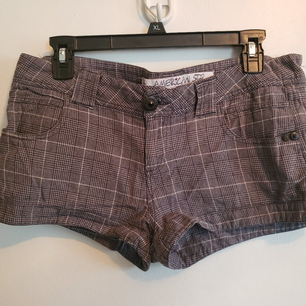American Star Grey Plaid Shorts Size 9